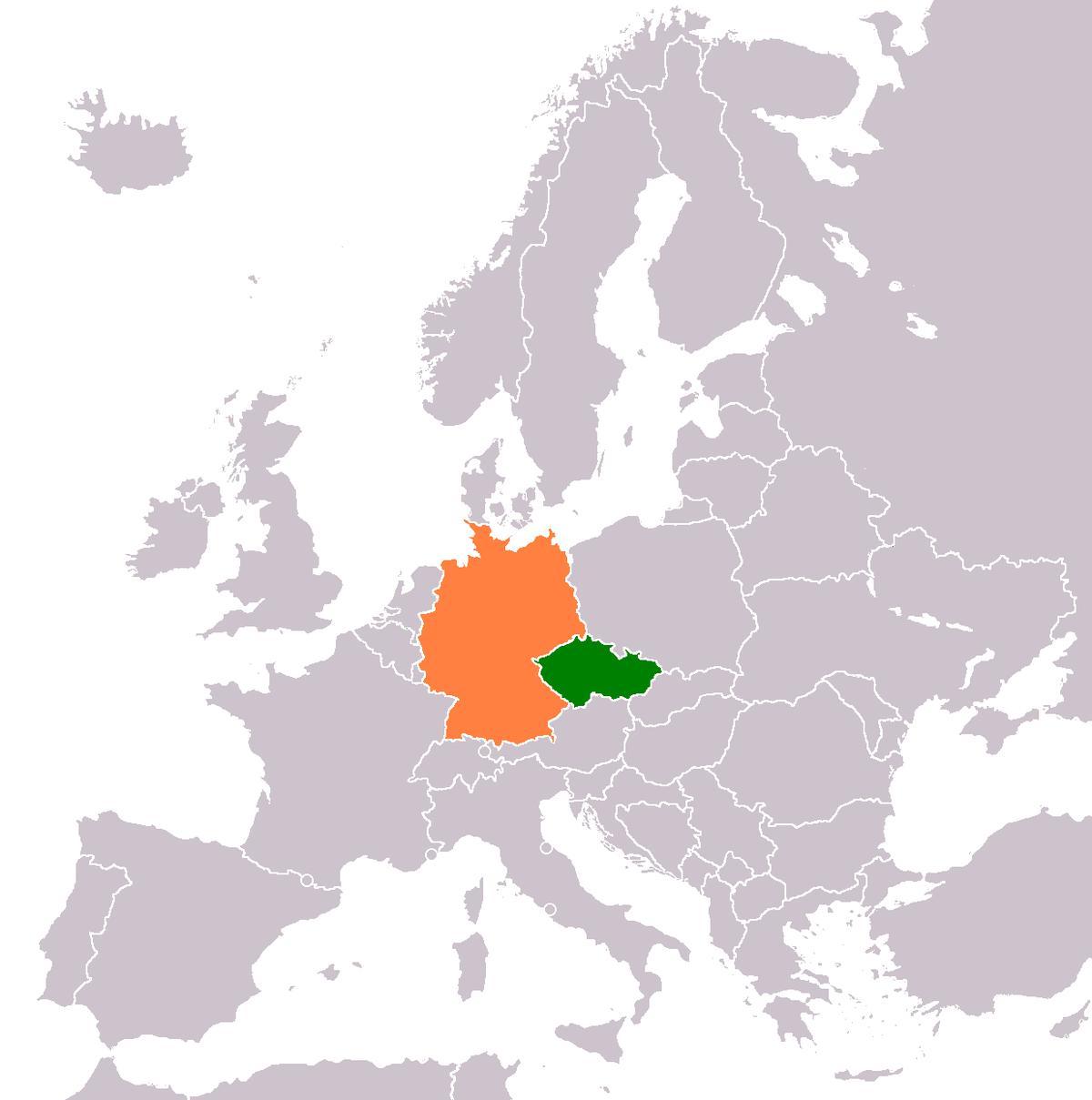 mapa da república checa e Alemanha
