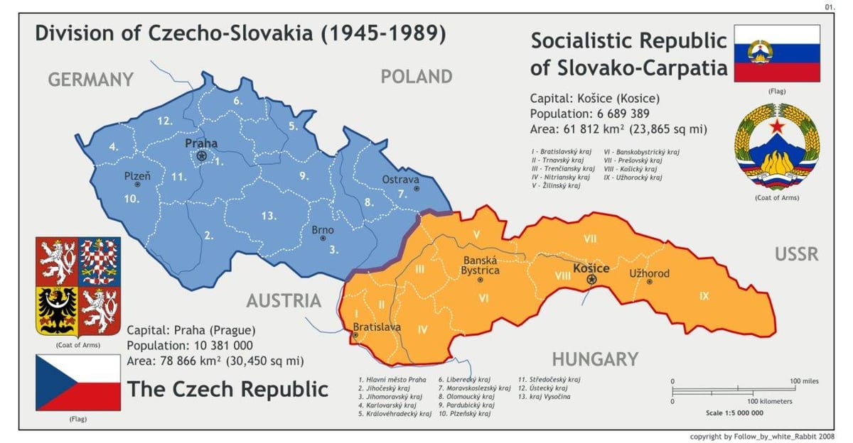 mapa da Checoslováquia, 1945