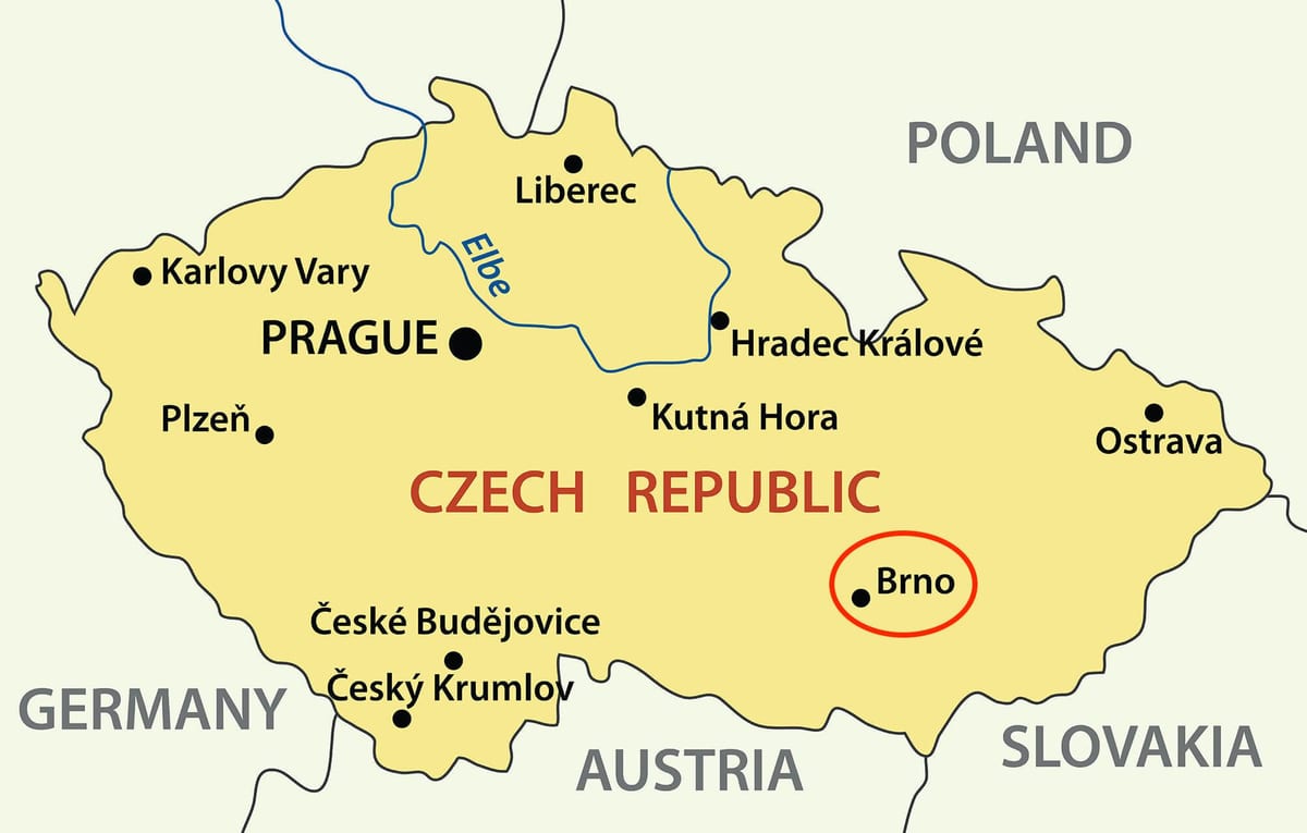 mapa de brno, república checa