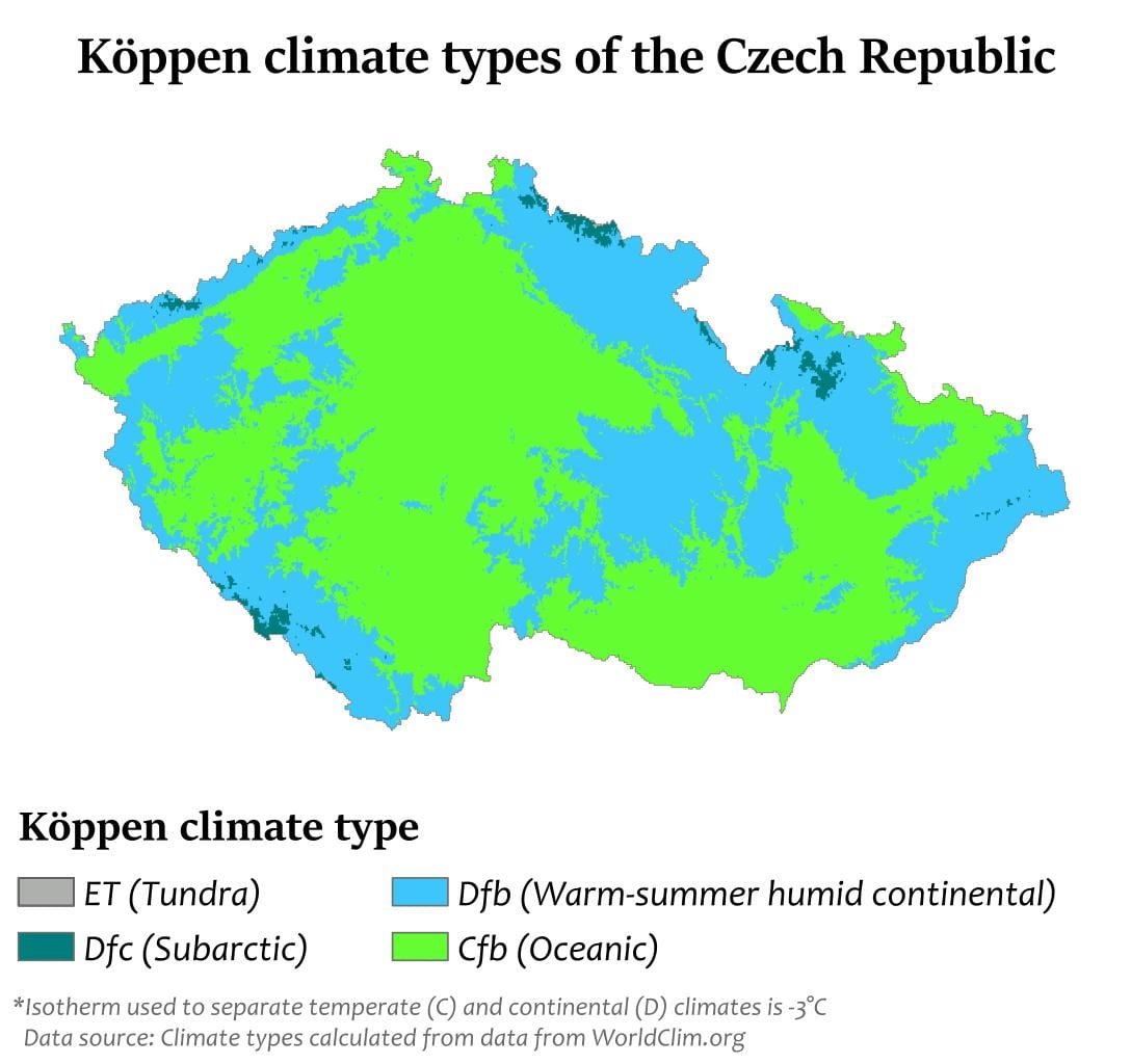 República checa clima mapa