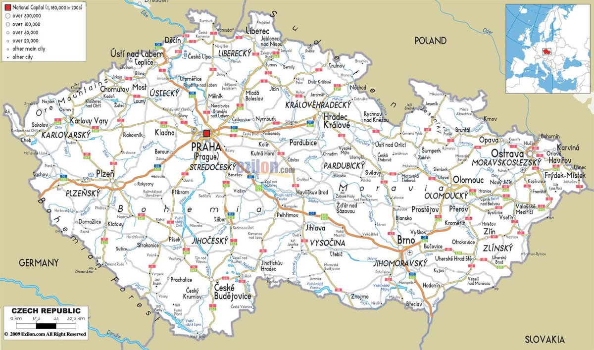República checa estradas mapa