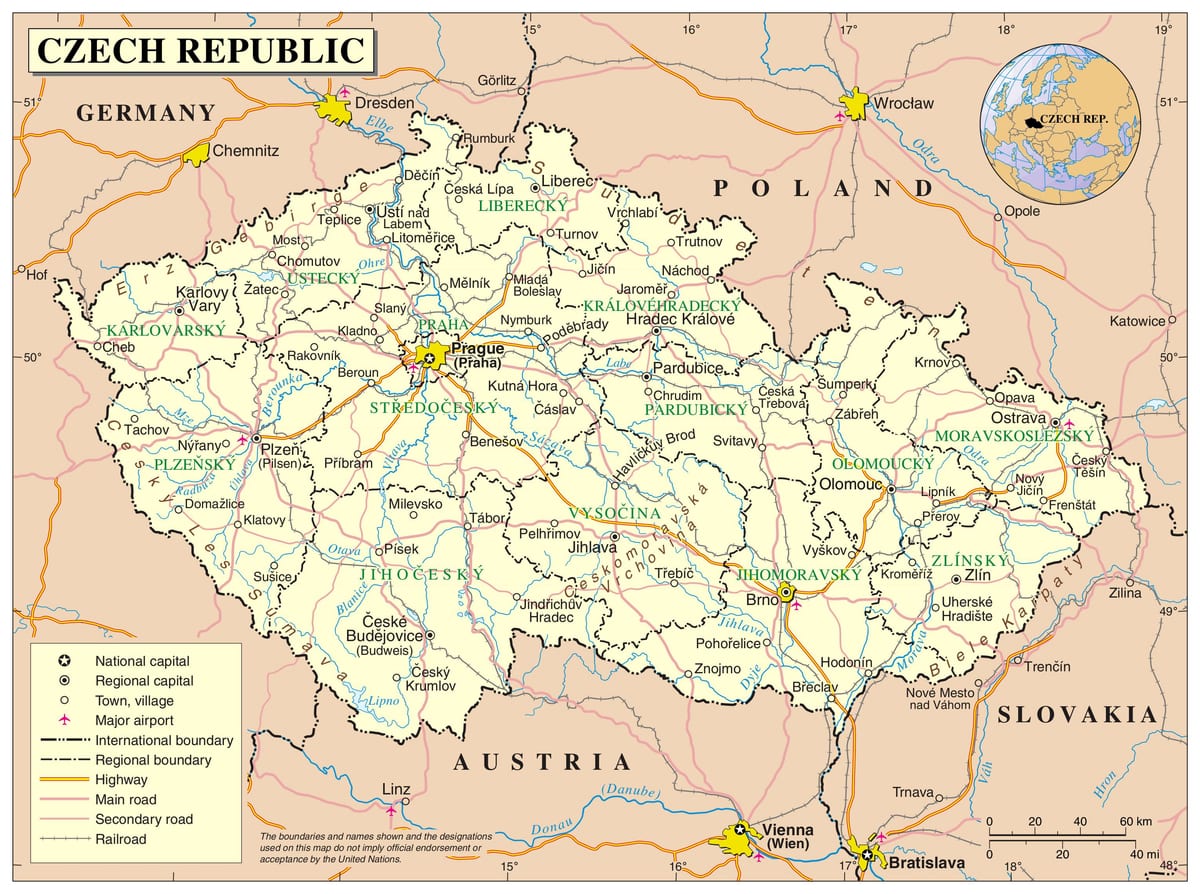 mapa da república checa