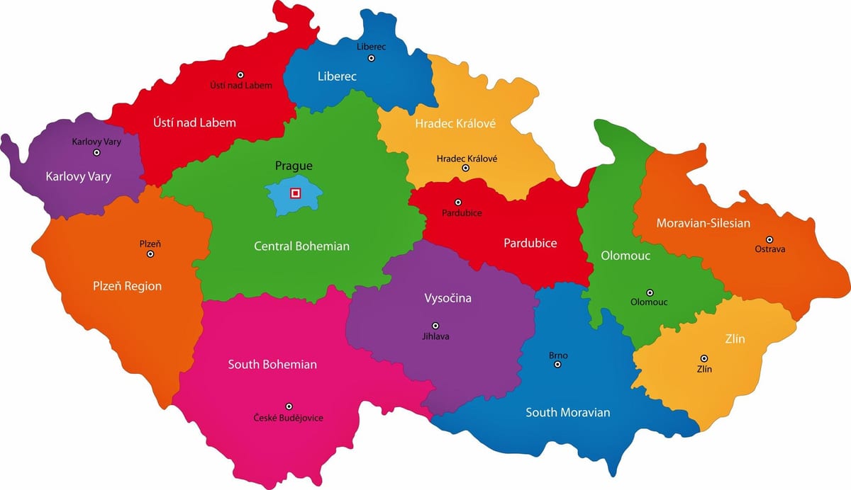 República checa regiões mapa