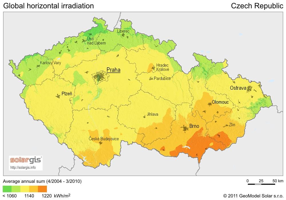 República checa sol mapa