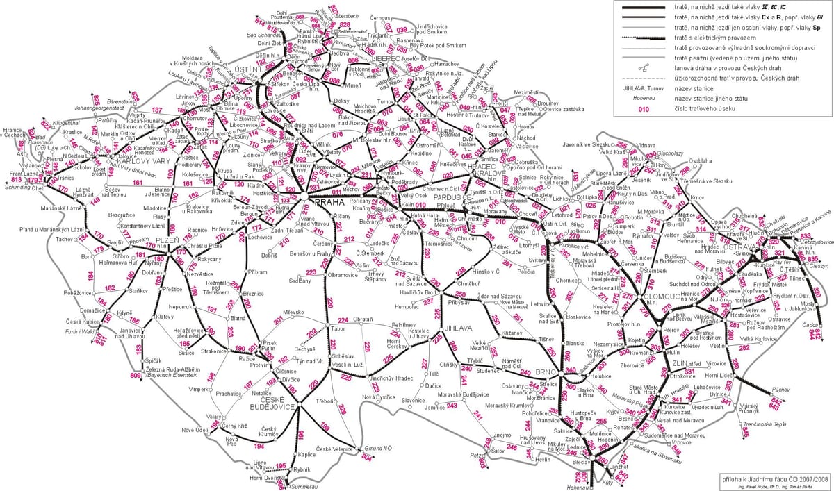 República checa trem mapa