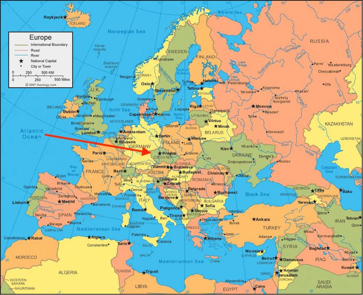 mapa da república checa na Europa