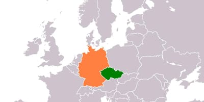 Mapa da república checa e Alemanha