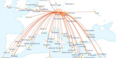 Mapa da Czech airlines rota