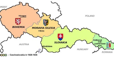 Mapa da Tchecoslováquia em 1938