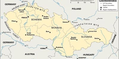 Mapa da antiga Checoslováquia