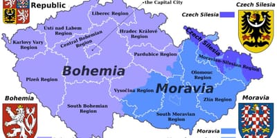 Mapa de Moravia, de república checa