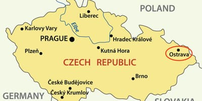 Mapa de Ostrava, república checa