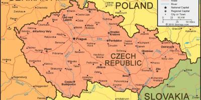 Mapa da república tcheca e países vizinhos